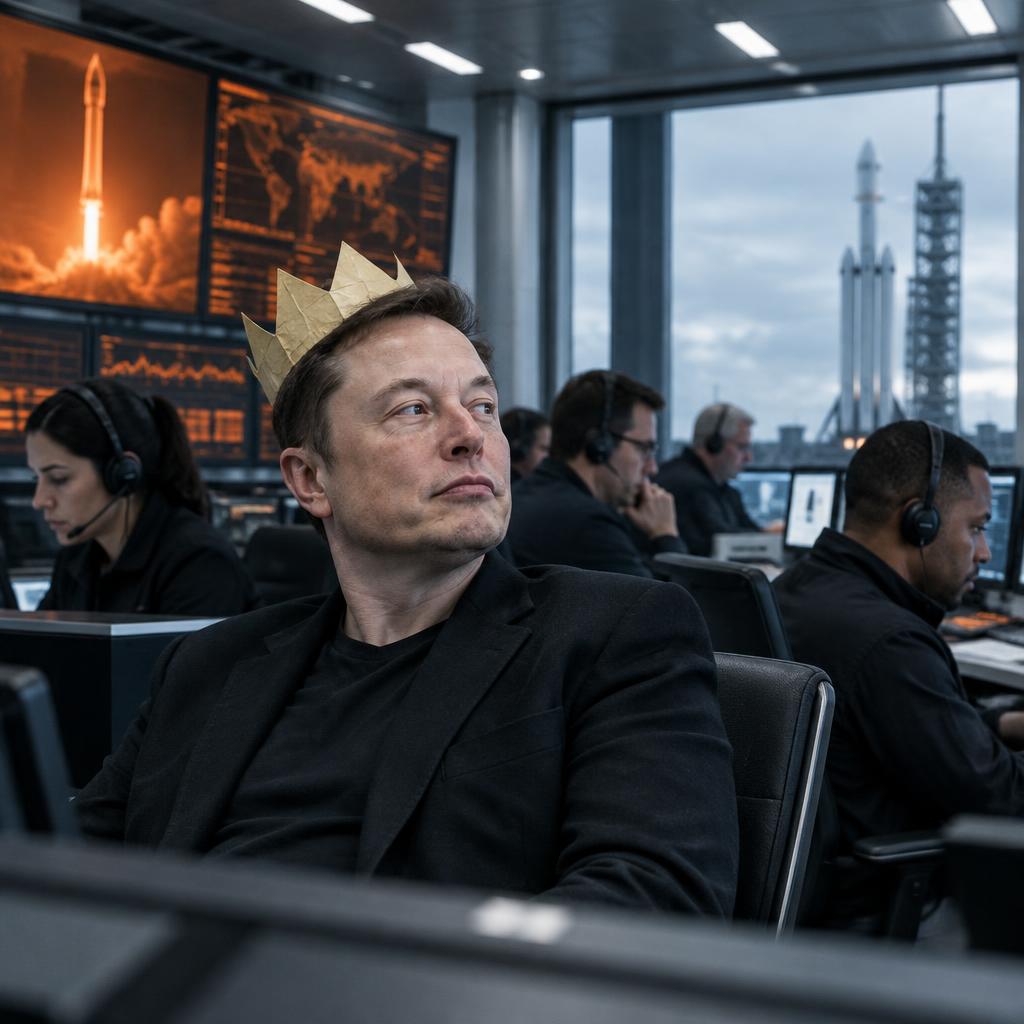 Elon Musk meme artwork: the crown came with the terminal