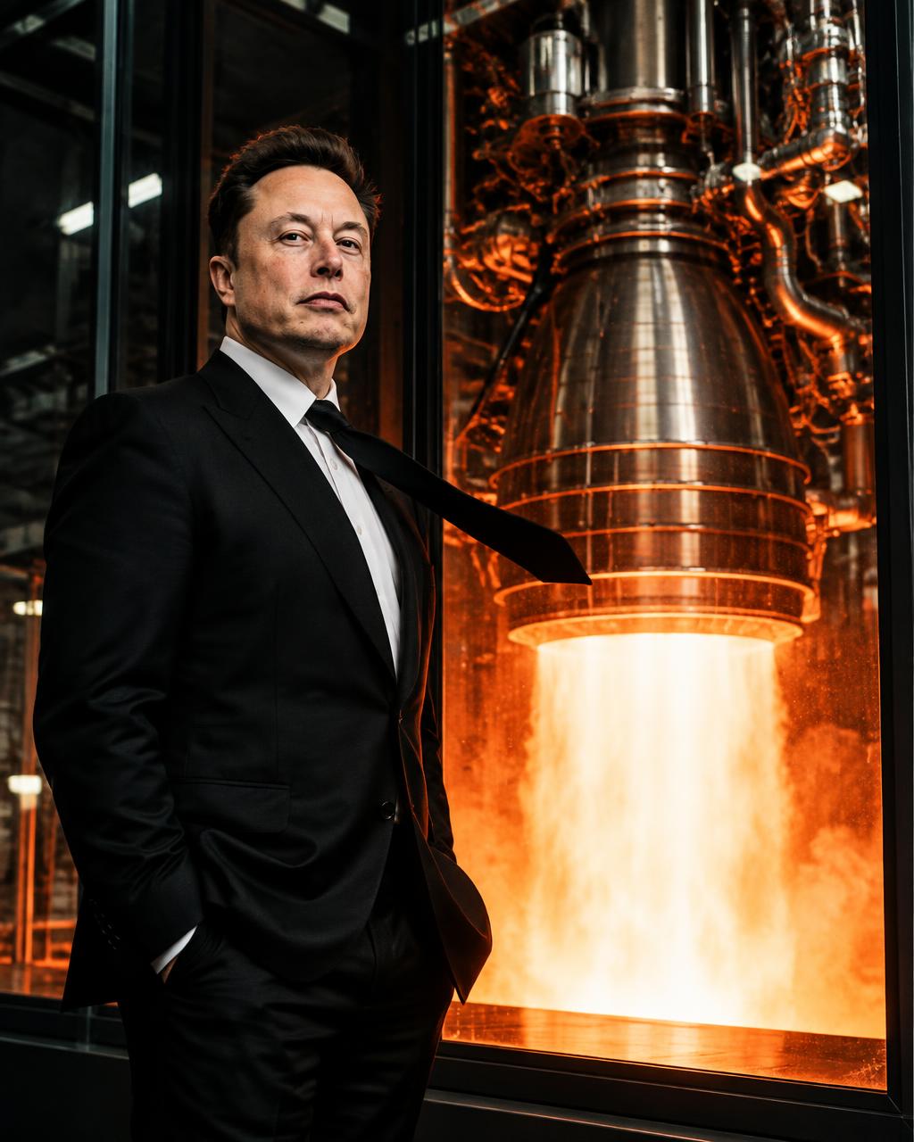 Elon Musk meme artwork: full throttle, straight face