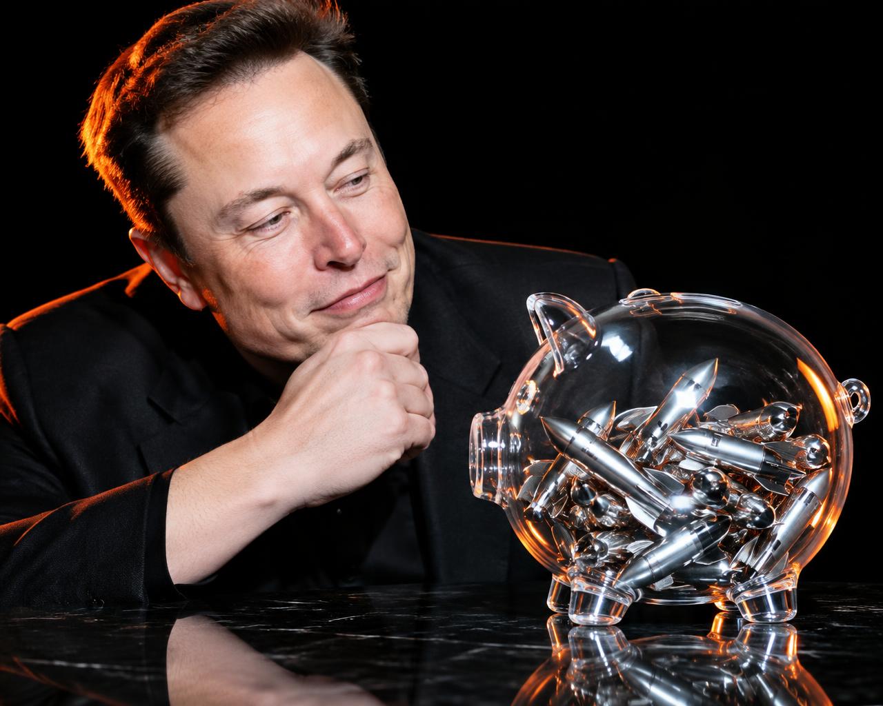 Elon Musk meme artwork: rocket money hits different